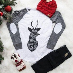 BUCK WITH SANTA'S REINDEER NAMES T-SHIRT
